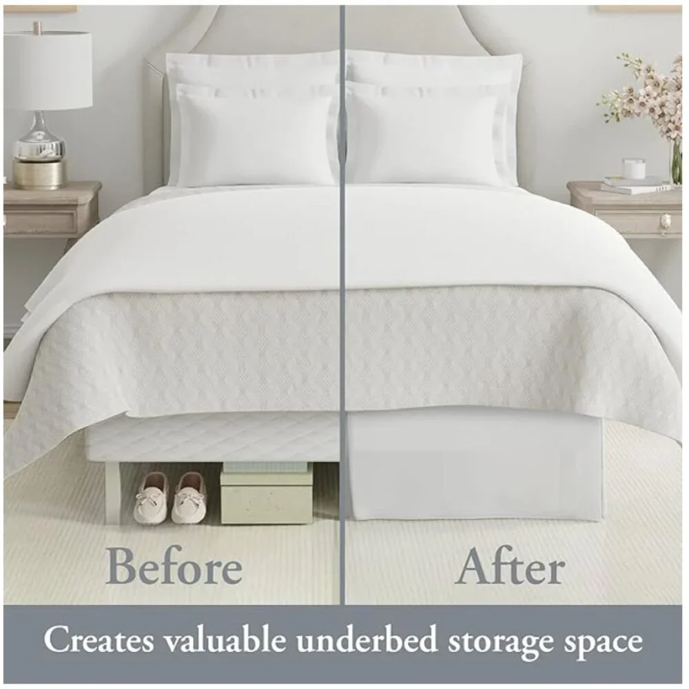 NEW Bed Makers King Never Lift Your Mattress Wrap-Around Bed Skirt White 14